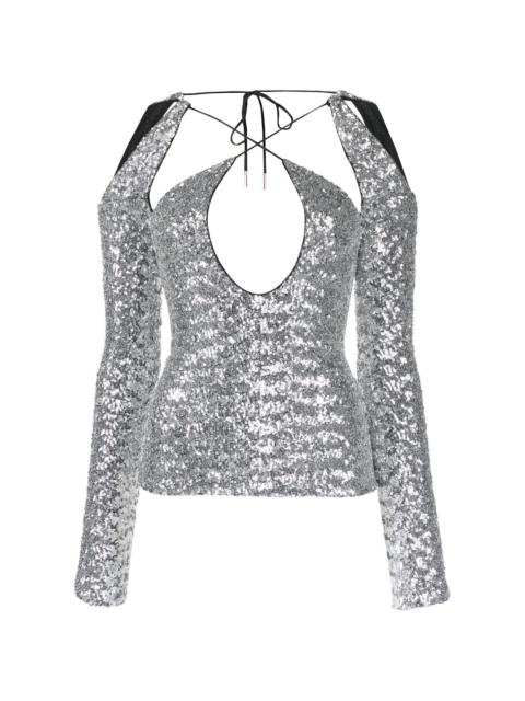 THE ATTICO Zane sequinned cut-out top