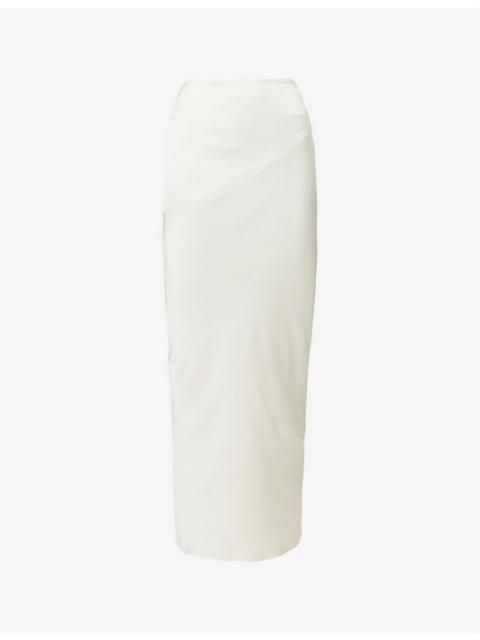 House of CB Colette slim-fit low-rise satin midi skirt