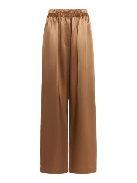 FERRAGAMO Satin Wide-Leg Trousers tan