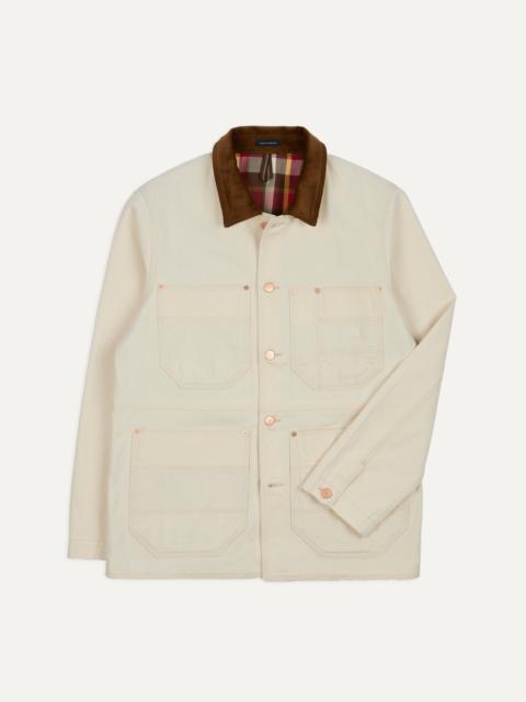 Drake's Ecru Denim Welder Jacket