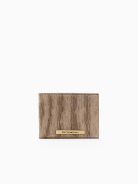 EMPORIO ARMANI EMBOSSED SUEDE BIFOLD WALLET