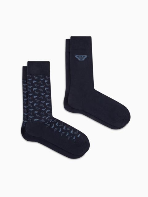 EMPORIO ARMANI Two-pack of socks with op-art jacquard pattern