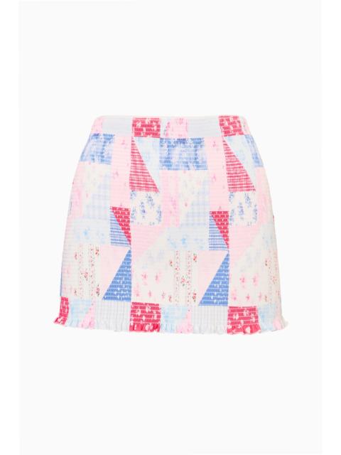 LoveShackFancy Arwen Patchwork Print Swim Skirt