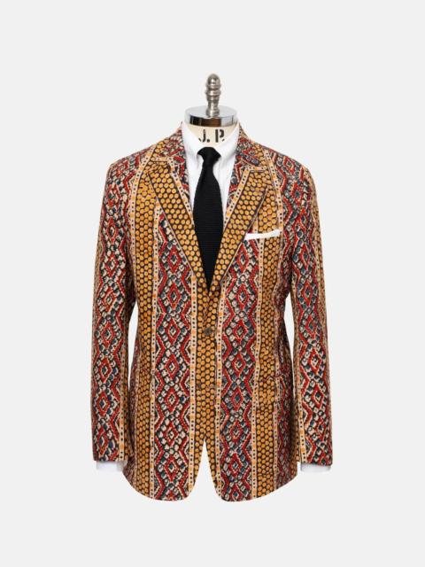 J. PRESS MADE-IN-CANADA RUST, RED & BROWN BATIK PRINT AUTHENTIC MADRAS SPORT COAT