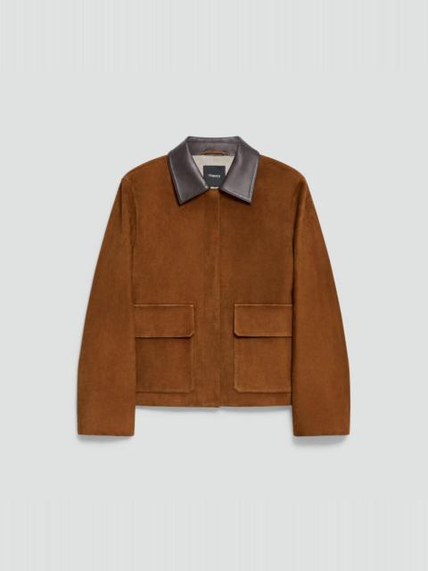 Theory Boxy Patch Pocket Jacket in Suede