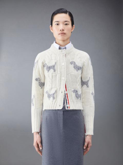 Thom Browne Check Cable Donegal Hector Crew Neck Cardigan