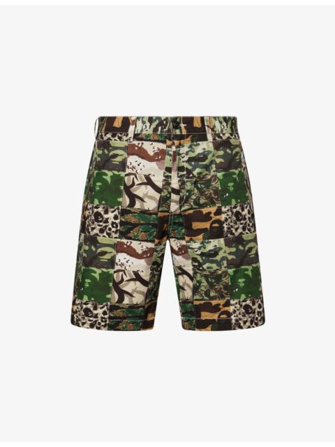 A BATHING APE® Camo-Print Patchwork Cotton Shorts