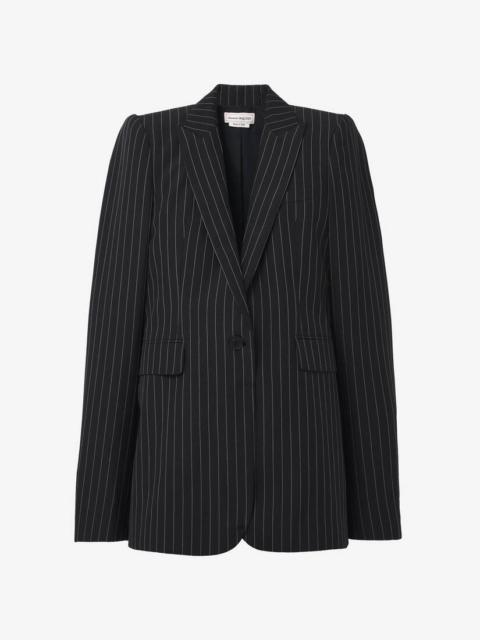 Alexander McQueen Pinstripe Stacked Shoulder Jacket