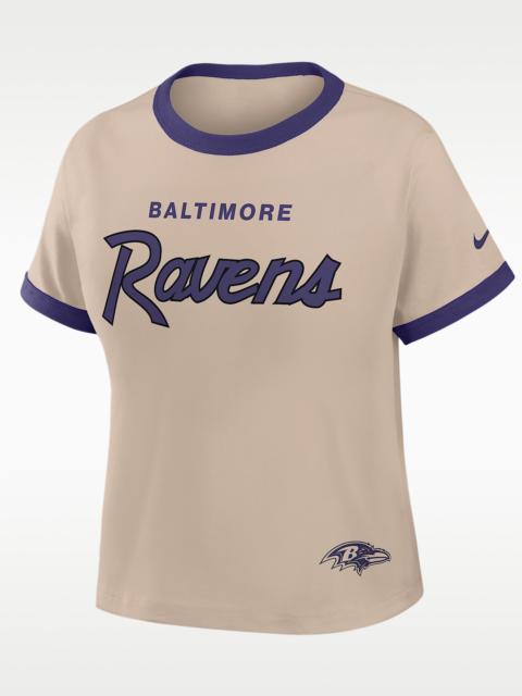 Nike Baltimore Ravens Rewind Ringer Mod Women's Nike NFL Cropped T-Shirt