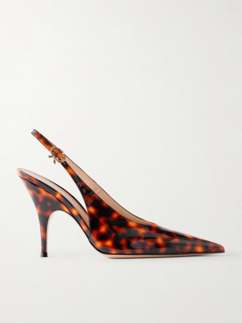 Gianvito Rossi Sofia Sling 95 Animal-printed Patent Leather Pumps