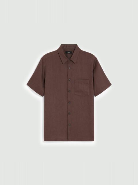 Theory Irving Short-Sleeve Shirt in Relaxed Linen