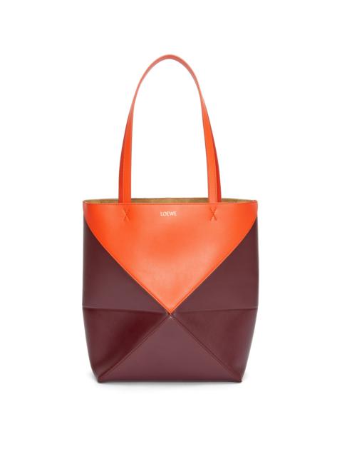 Puzzle Fold Tote in shiny calfskin