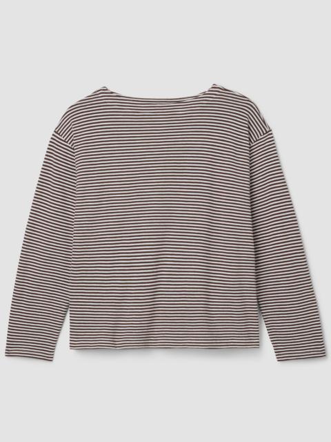 EILEEN FISHER Striped Organic Cotton Slub Bateau Neck Top