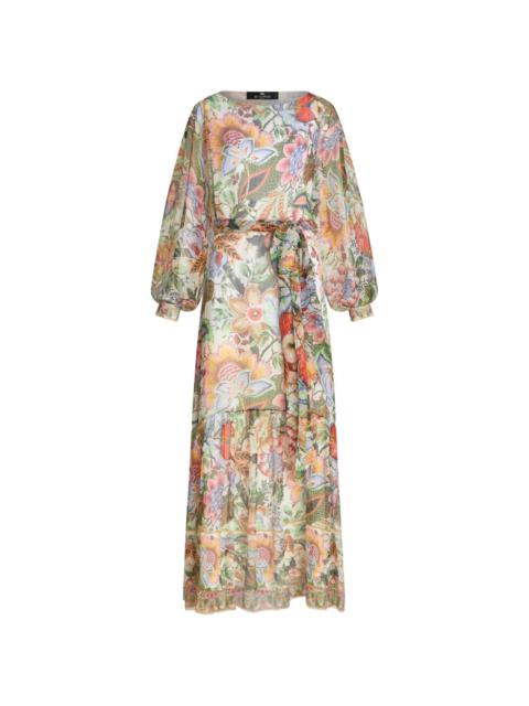 floral-print silk dress