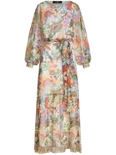 floral-print silk dress