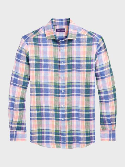 Ralph Lauren Men's Serengeti Plaid Linen Button-Down Shirt