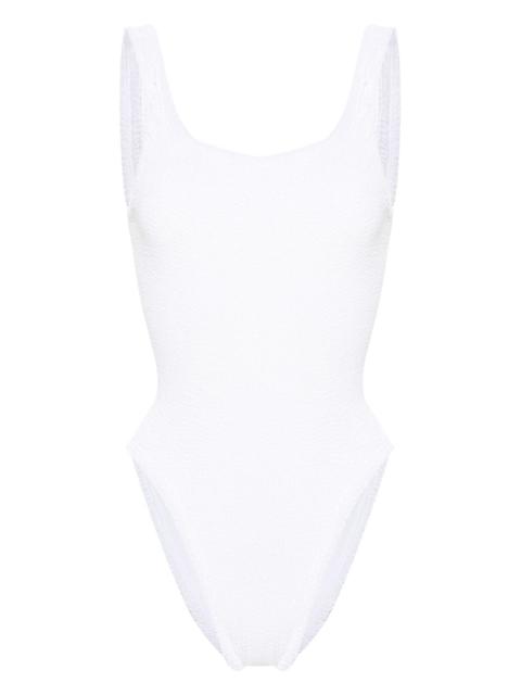 Hunza G crinkled-effect open-back swimsuit