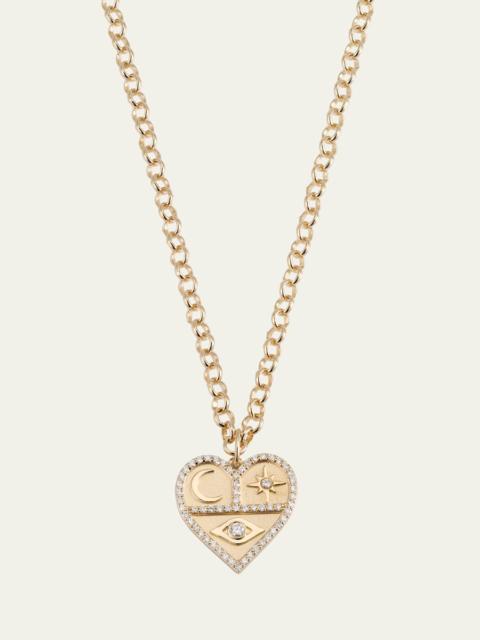 SYDNEY EVAN Heart Icon Charm Chain Necklace with Diamonds