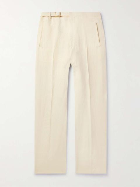 ZEGNA Calcare Straight-Leg Belted Oasi Linen Trousers