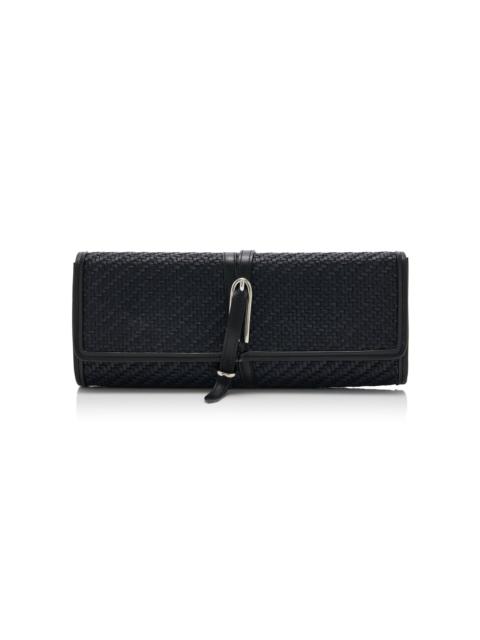 Liffner Belted Raffia Clutch black