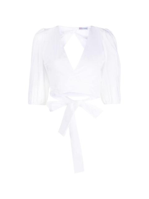 REDValentino cropped cotton wrap blouse