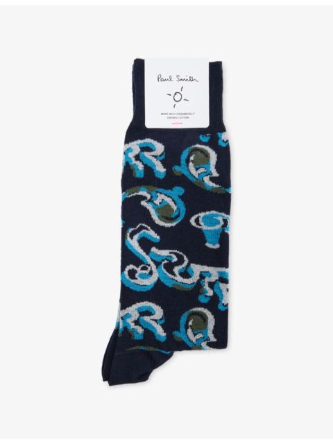 Walzer Graphic-Print Stretch-Cotton Ankle Socks