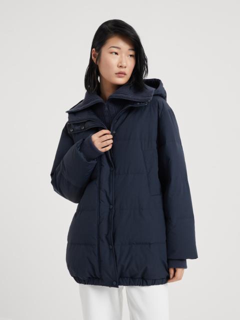 Brunello Cucinelli Water-resistant techno cotton hooded down jacket with shiny zipper pull