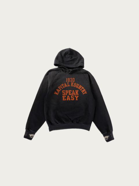 Kapital SWT Knit Raglan Hoodie (SPEAKEASY College) - Black