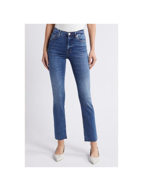 FRAME FRAME Le High Raw Step Hem Straight Leg Jeans in Mermaid at Nordstrom