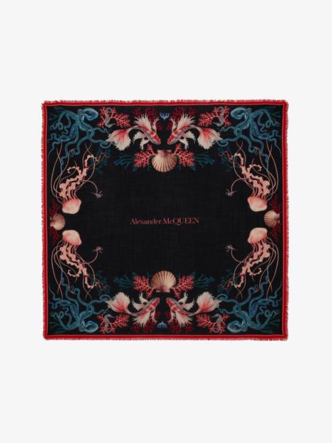 Alexander McQueen Underwater Logo Shawl in Navy/pink