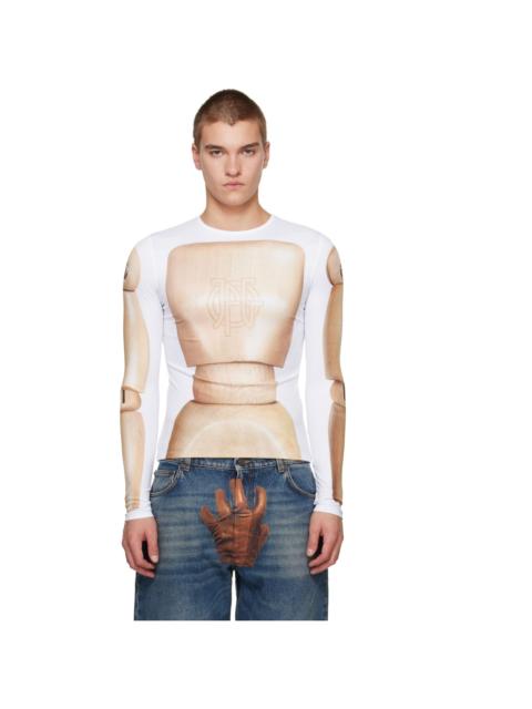 Jean Paul Gaultier White & Beige 'The Wooden Body' T-shirt