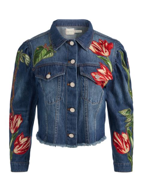 Alice + Olivia ELIJAH EMBROIDERED DENIM JACKET