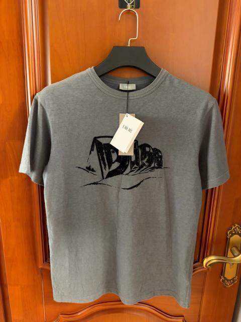 Dior Dior Grey Flocked Logo Short Sleeve Top