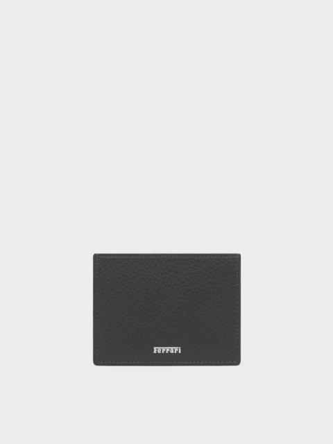 Ferrari Garnet Leather Card Holder with Printed Logo