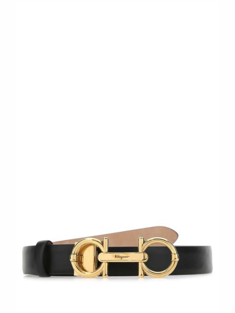 FERRAGAMO Ferragamo Antiqued Gold Hardware Belt — Black