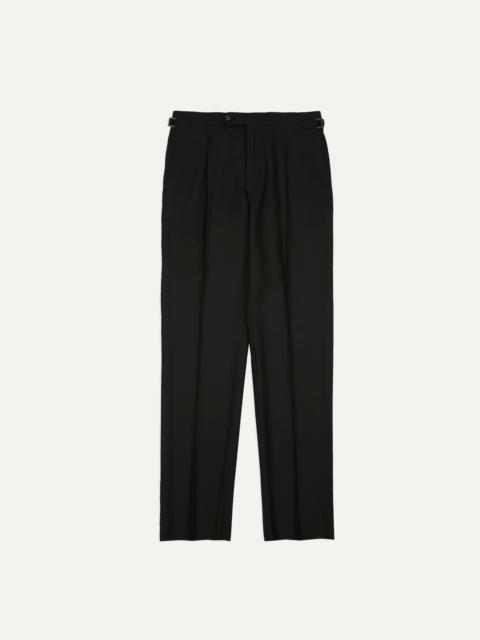 Drake's Black Fresco® Wool Single-Pleat Trouser