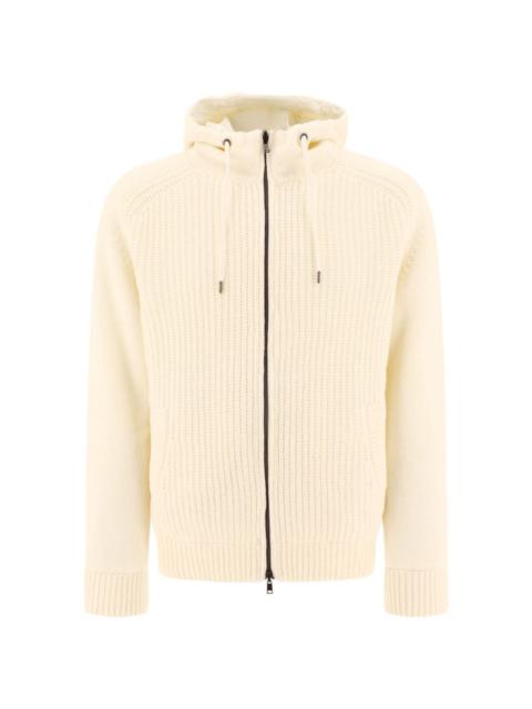 fisherman's-knit hooded jacket