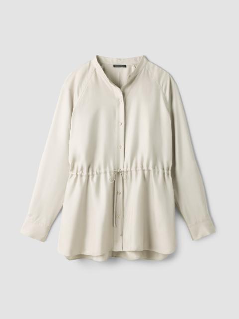 EILEEN FISHER Silk Twill Band Collar Shirt
