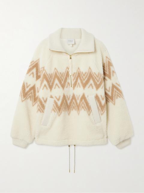 VARLEY Hendrik Ribbed Knit-trimmed Printed Fleece Half-zip Sweater