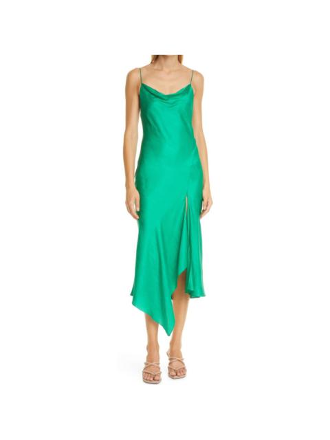 Alice + Olivia Alice + Olivia Harmony Asymmetric Slipdress in Dark Emerald at Nordstrom