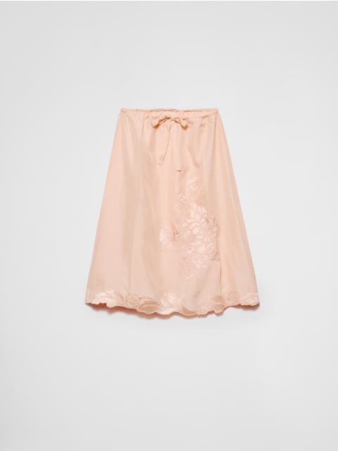 Prada Embroidered habutai silk skirt