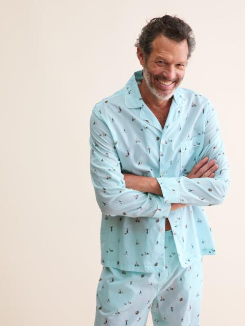 Derek Rose Men's Classic Fit Pajamas People of London Blue Stripe