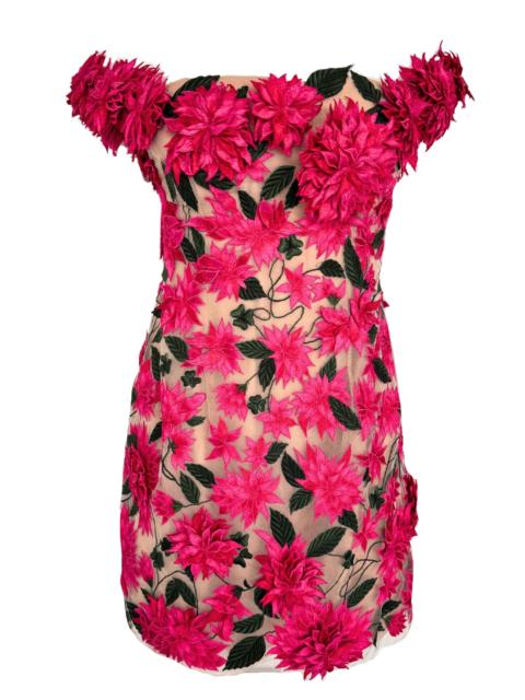 Dahlia Floral-appliqué Mini Dress