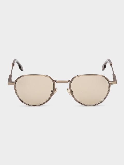 ZEGNA Men's Metal Round Sunglasses