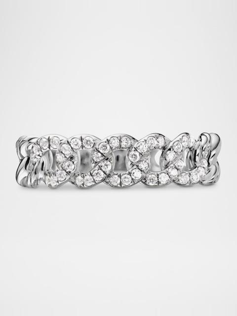 DAVID YURMAN Belmont Curb Link Band Ring with Diamonds in Silver