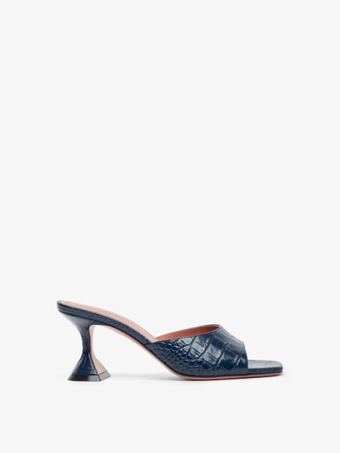 Amina Muaddi Lupita Slipper 70 navy embossed leather mules