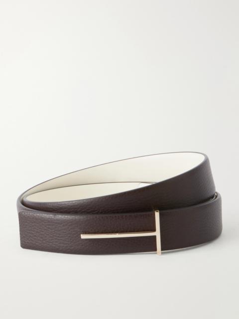 TOM FORD Slim T Textured-leather Belt