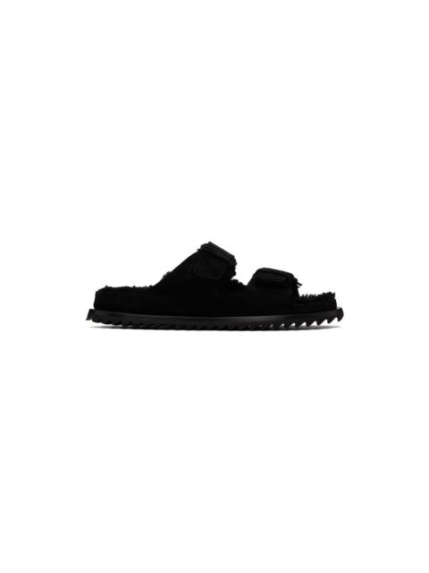 OFFICINE CREATIVE Black Shearling Introspectus 003 Sandals