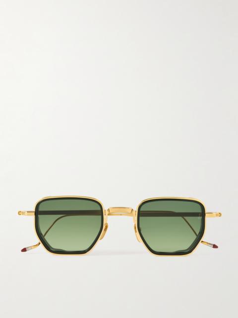 JACQUES MARIE MAGE Atkins D-Frame Gold and Silver-Tone Titanium Sunglasses