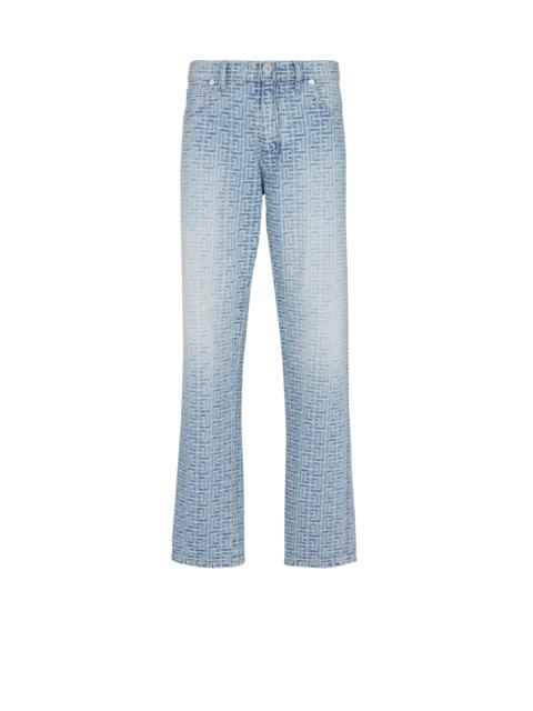 Balmain Monogrammed jacquard denim jeans